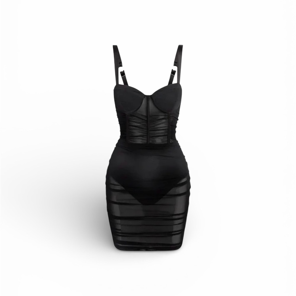 NWT Leau Miami Mesh Corset Mini Dress with Bodysuit - XS